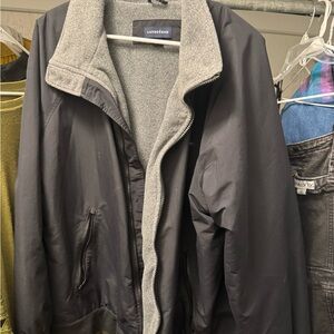 Lands' End Men's Black Windbreaker with Gray Lining